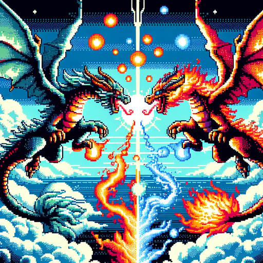 Two dragons battling mid-air